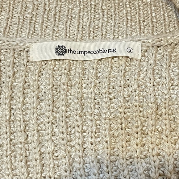 The Impeccable Pig cream pink open cardigan sweater size small - Picture 10 of 13